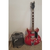 Image 1 : LOT OF 2 - MINISTER SEMI-HOLLOW ELECTRIC GUITAR & NEVADA PGA-10 AMP
