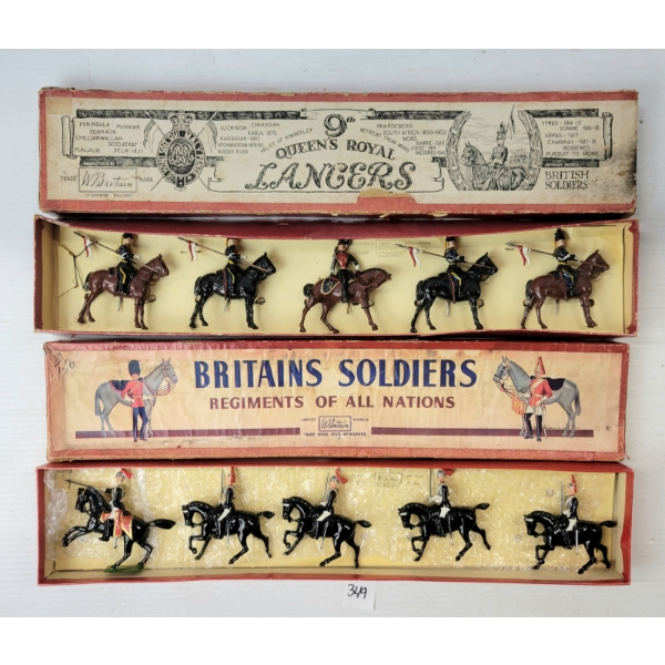 LOT OF 2 - BRITAINS SOLDIERS LEAD FIGURES - NO. 2 ROYAL HORSE GUARDS & 24 9TH LANCERS