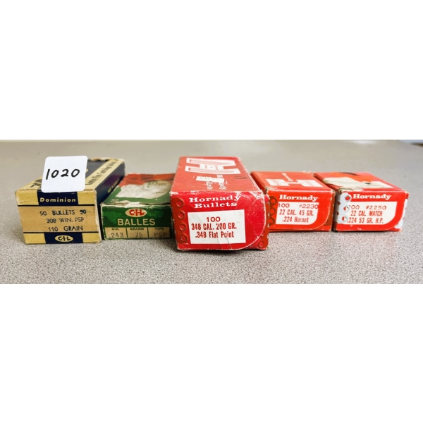 BULLETS: APPROX 150X ASSORTED BULLETS INCL .22, .243, .308, .348