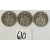Image 1 : LOT OF 3 - 1969 CDN 50 CENT COINS