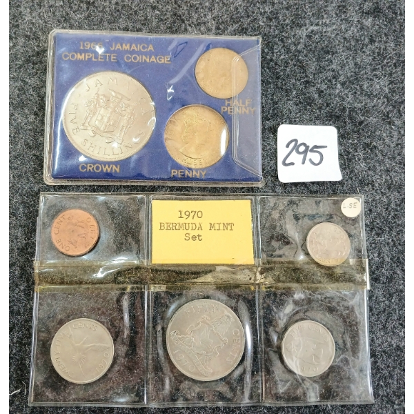 LOT OF 2 - 1966 JAMAICA COMPLETE COINAGE SET & 1970 BERMUDA MINT SET