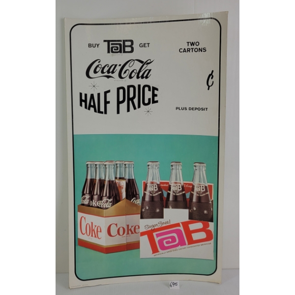TAB & COCA COLA CARDBOARD ADVERTISMENT