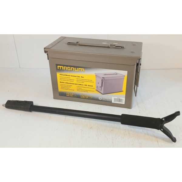 LOT OF 2 - MAGNUM .50CAL AMMO CAN & BIPOD