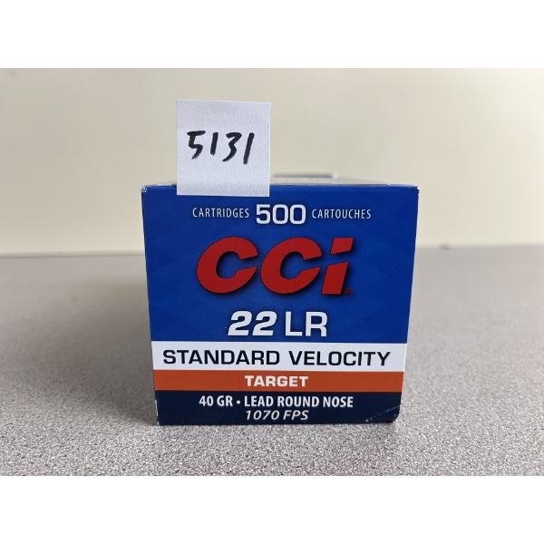 AMMO: 500X CCI .22 LR 40GR. LRN - SEALED