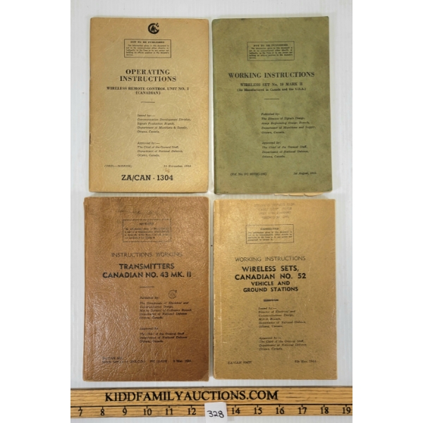 LOT OF 4 - WWII CDN WIRELESS SETS TRAINING PAMPHLETS
