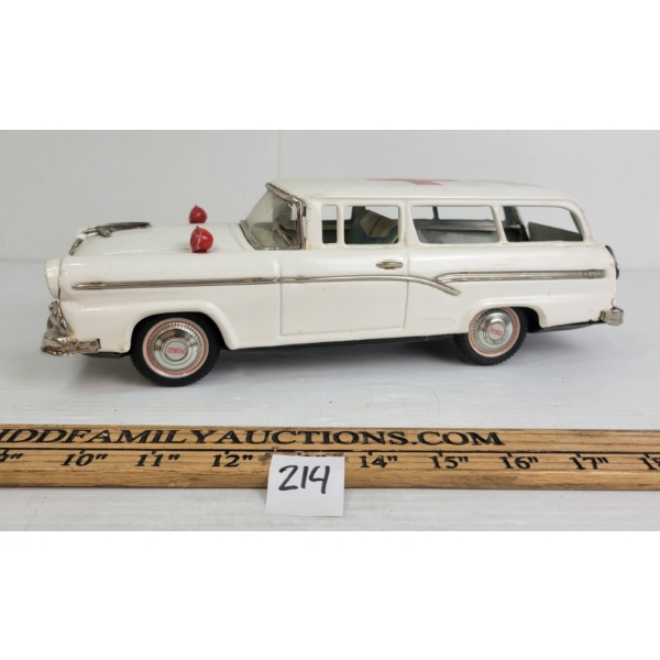 BANDAI TIN FRICTION AMBULANCE W/ SIREN