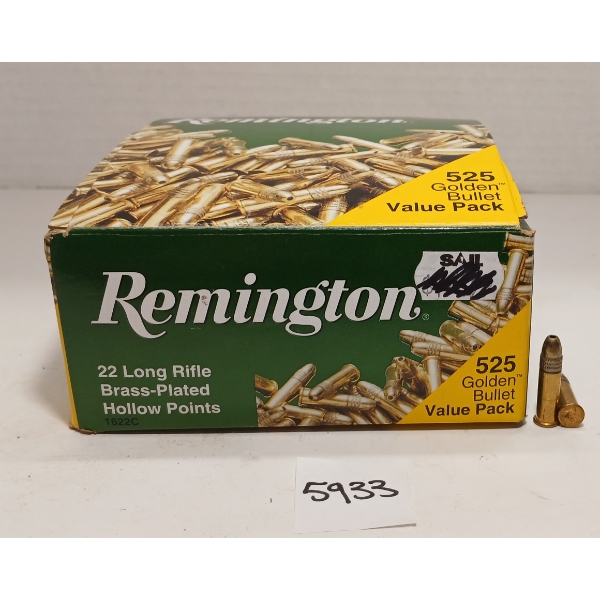 AMMO: APPROX 525X REMINGTON .22 LR - 36GR - BRASS PLATED HP