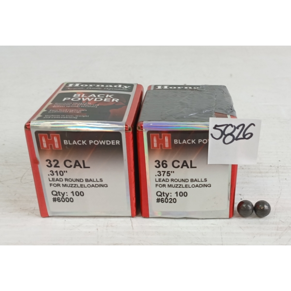 BULLETS: APPROX 200X HORNADY .32 & .36CAL LEAD BALLS
