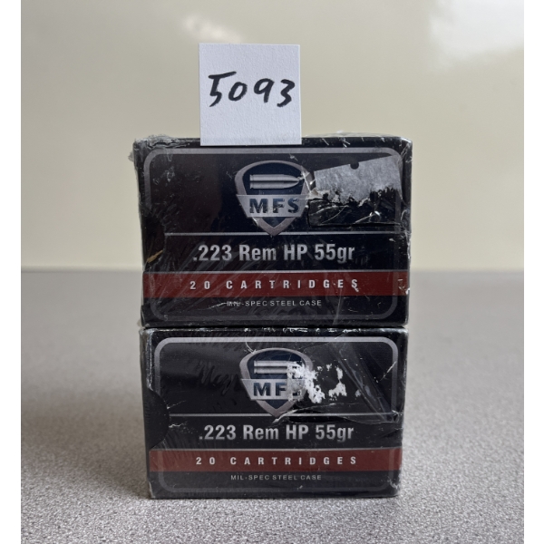AMMO: 40X MFS .223 REM 55GR. HP STEEL CASE - SEALED