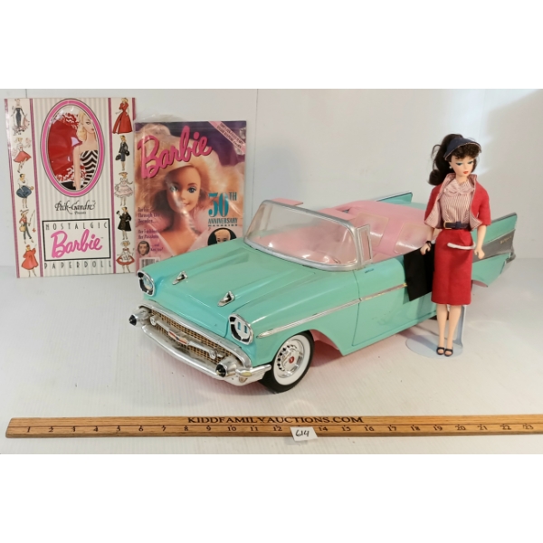 LOT OF 4 - BARBIE 1960 BUSY GAL DOLL, NOSTALGIC PAPER DOLL, 30TH ANNIVERSARY MAGAZINE & CORVETTE