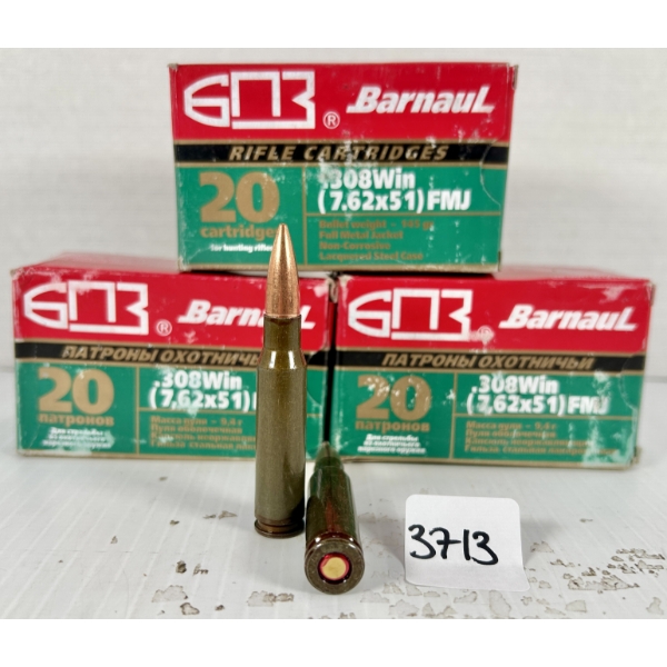 AMMO: 60X BARNAUL .308 WIN - 145 GR FMJ