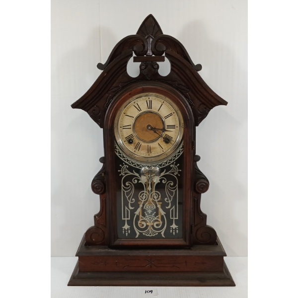 1880 W.L. GILBERT WALNUT PARLOUR SHELF CLOCK
