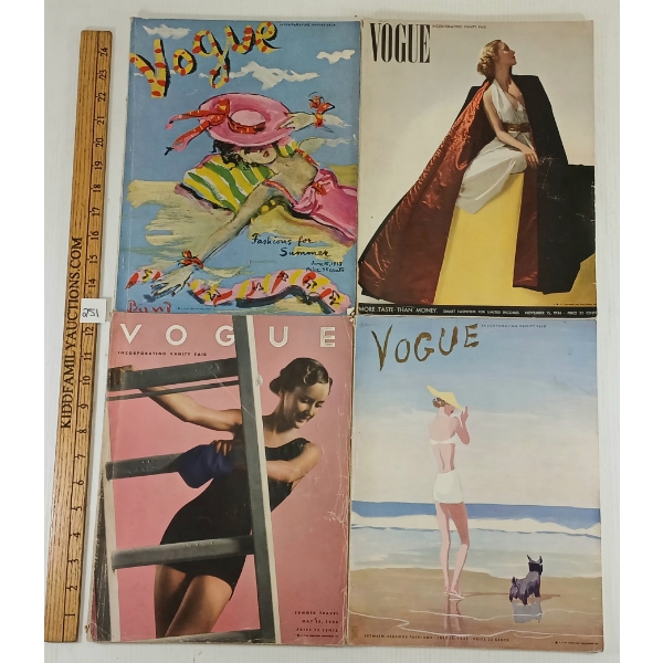 LOT OF 4 - VOGUE MAGAZINES - INCL 1936, 1937 & 1939