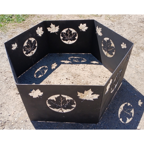 CAST IRON MAPLE LEAF FIREPIT RING
