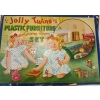 Image 10 : LOT OF 7 - RENWAL JOLLY TWINS PLASTIC FURNITURE SETS & TIN DOLL HOUSE - INCL BATHROOM, KITHCEN, ETC