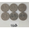 Image 1 : LOT OF 6 - 1965-1967 US 25 CENT SILVER COINS