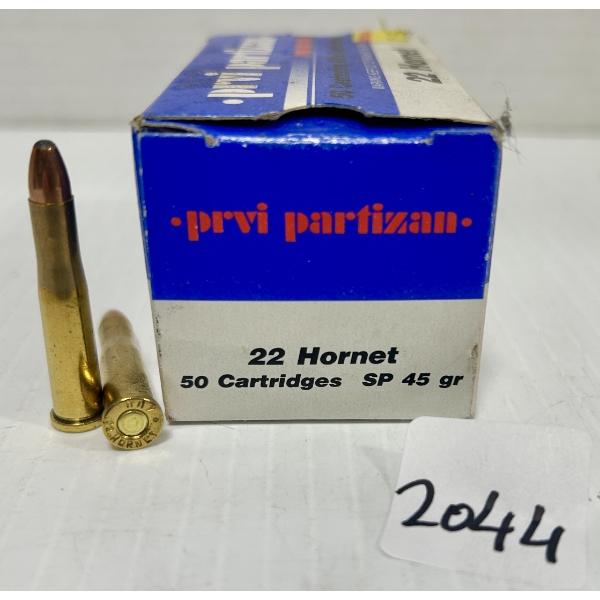 AMMO: 50X PPU .22 HORNET - 45 GR SP