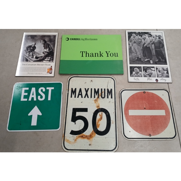LOT OF 6 - MISC / ROAD SIGNS - EAST, MAXIMUM 50 KM/HR, ETC