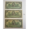 LOT OF 3 - 1937 CDN $1 BANKNOTES