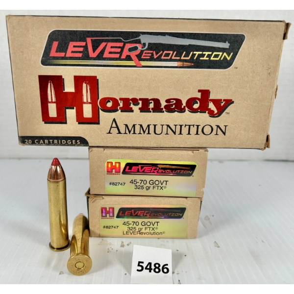 AMMO: 49X HORNADY .45-70 GOVT - 325 GR POLY TIP