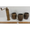 Image 2 : LOT OF 4 - BRASS PEPPER GRINDER & MUGS - CAMEL RIDING SCENE