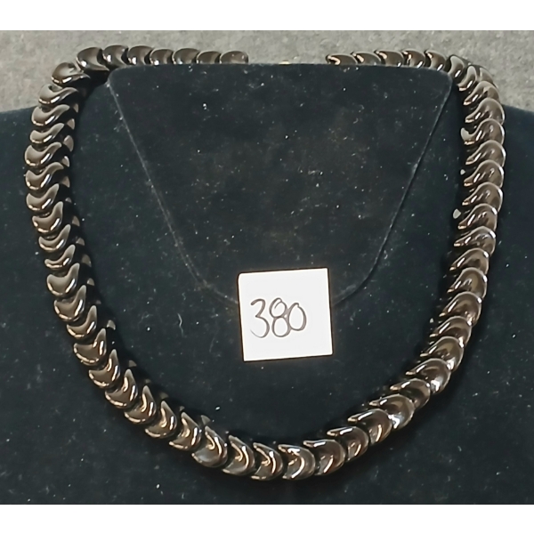 ONYX BEADED NECKLACE W/ STERLING CLASP