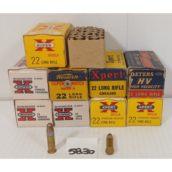 AMMO: APPROX 450X MIXED .22 LR - 40GR - COLLECTIBLE BOXES