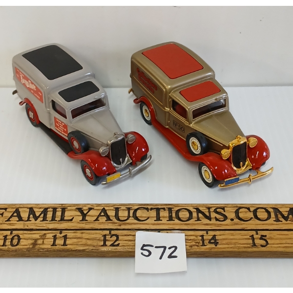 LOT OF 2 - BROOKLIN MODELS DIECAST NO. 16 1936 DODGE VANS - INCL BURMA-SHAVE & COLLECTORS GAZETTE