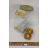 Image 2 : PLANTERS GLASS PEANUT JAR W/ TIN SERVING DISHES