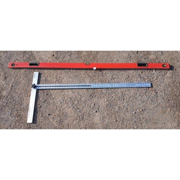 LOT OF 2 - ADJUST-A-SQUARE & 72IN LEVEL