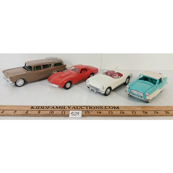 LOT OF 4 - JO-HAN, HUBLEY & GM PLASTIC MODEL CARS - INCL 1959 RAMBLER