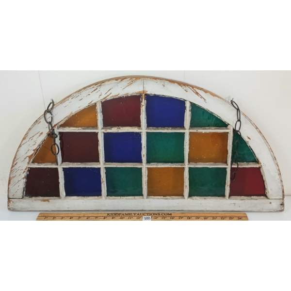 ARCHED STAINED GLASS WINDOW