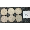 Image 1 : LOT OF 6 - 1943, 1944, 1961, 1965, 1966 CDN 25 CENT COINS