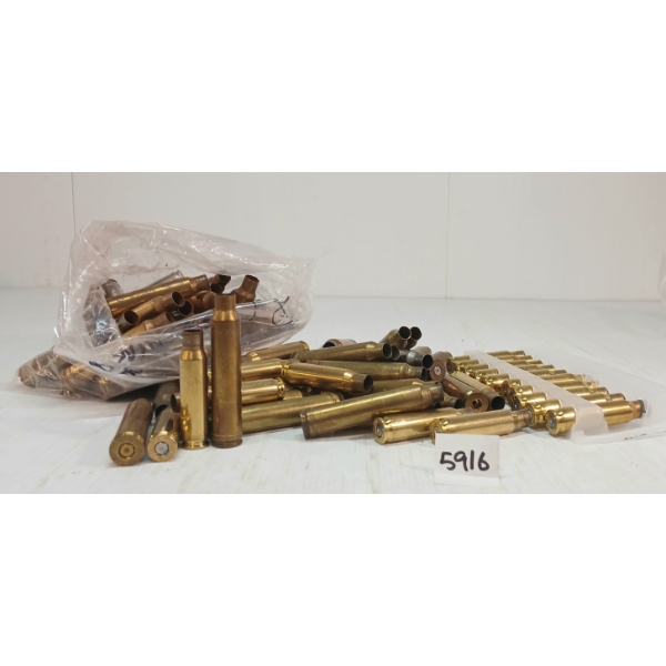 BRASS: 88X MISC MIXED BRASS - INCL .338 WIN MAG & .300 WIN