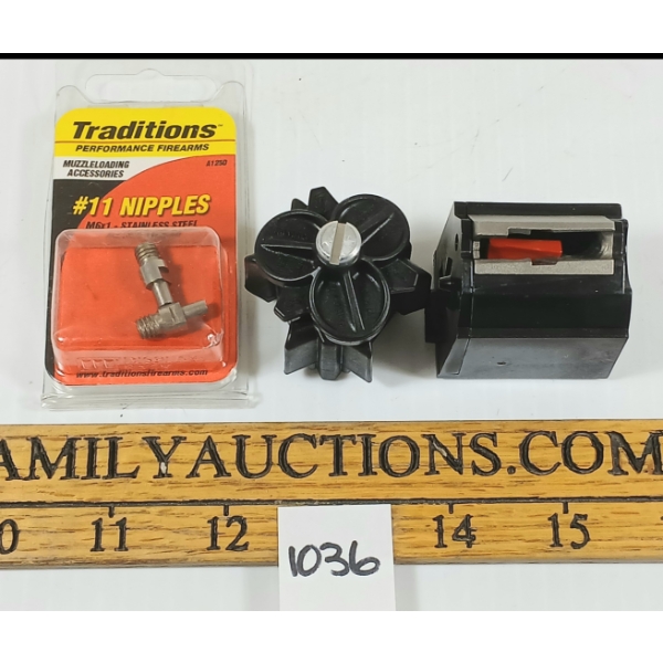  LOT OF 3 - RUGER 10 RD .22 LR, TRADITIONS #11 NIPPLES & TRIMAG MAG COUPLER - PAL REQ.