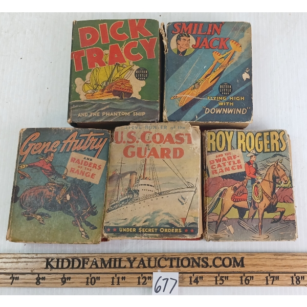 LOT OF 5 - BIG LITTLE BOOKS - INCL SMILIN' JACK, DICK TRACY, ROY ROGERS, ETC