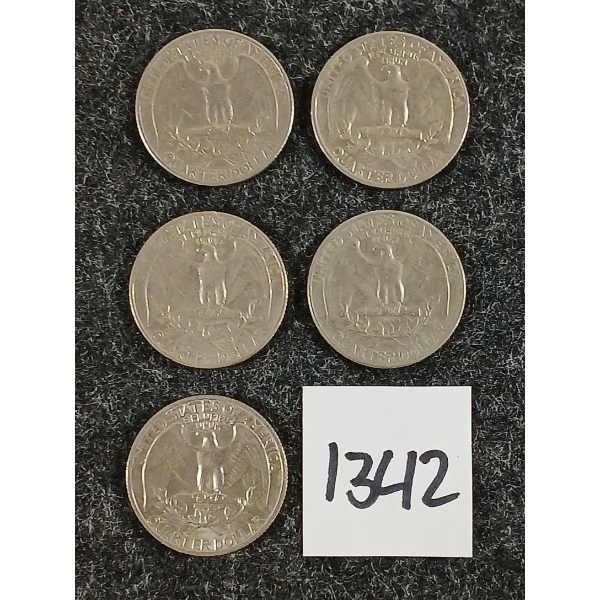 LOT OF 5 - U.S. 25 CENT COINS - 1965 TO 1972