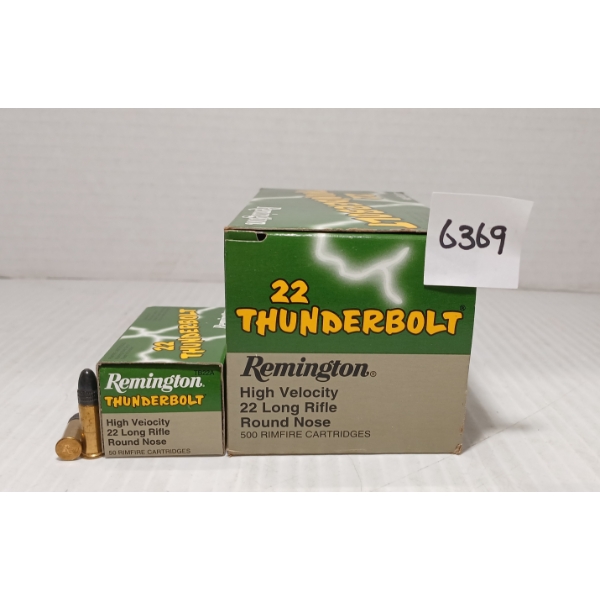 AMMO: 500X REMINGTON THUNDERBOLT .22 LR - 40GR - RN
