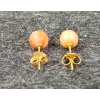 Image 2 : PAIR OF CORAL STUD EARRINGS W/ 14K GOLD BACKS
