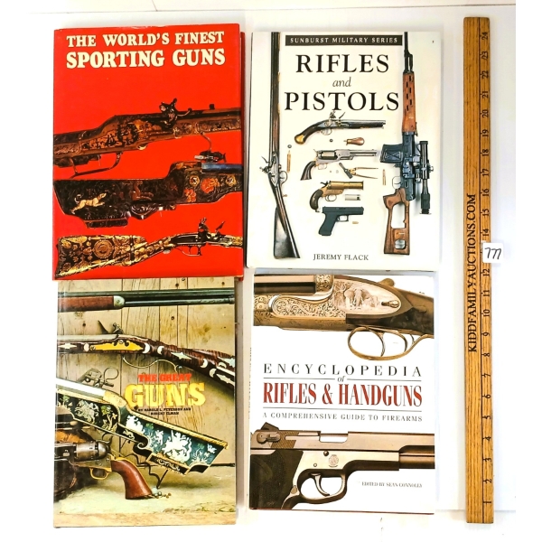 LOT OF 4 - "THE GREAT GUNS", "RIFLES & PISTOLS", "ENCYCLOPEDIA OF RIFLES & HANDGUNS", ETC