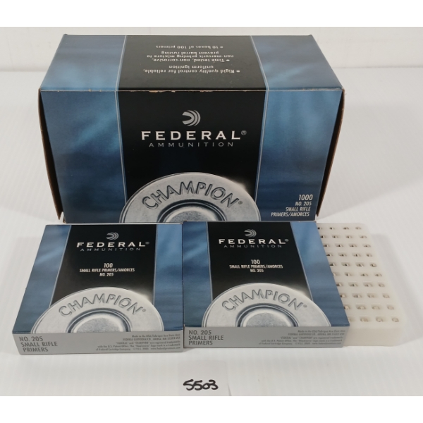 PRIMERS: APPROX 1000X FEDERAL CHAMPION NO. 205 SMALL RIFLE PRIMERS