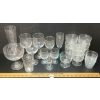 Image 1 : LOT OF 24 - MISC GLASSWARE - DESSERT BOWLS, TULIP WINE GLASSES, COLOURFUL FLUTES, ETC
