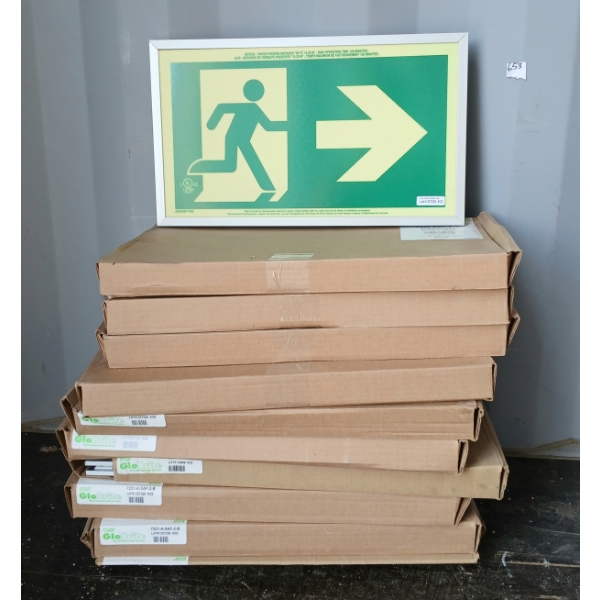 LOT OF 10 - GLOBRITE RUNNING MAN EXIT SIGNS