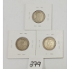 Image 2 : LOT OF 3 - CDN 25 CENT SILVER PCS - INCL 1910, 1912 & 1913
