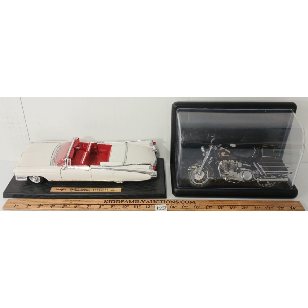LOT OF 2 - MAISTO & AMF DIECAST MODELS - 1959 CADILLAC & HARLEY DAVIDSON