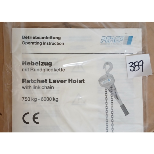 PFAFF SILBERBLAU 3TON LEVER HOIST - 1.5M LIFT - AS NEW