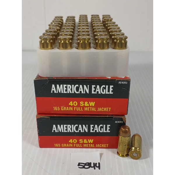 AMMO: 100X FEDERAL AMERICAN EAGLE .40 S&W - 165GR - FMJ