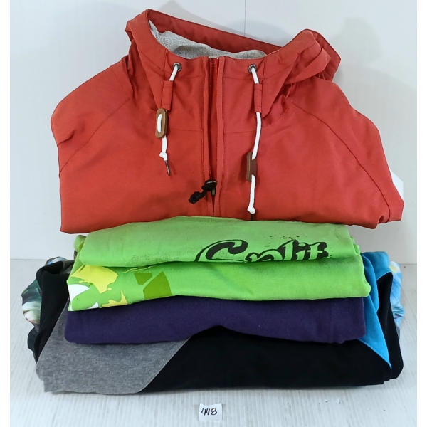 LOT OF 6 - MEN'S T-SHIRTS, HOODIE, SWEATER & JACKETS - MFG SPLIT, POLER, RAGWEAR, ETC