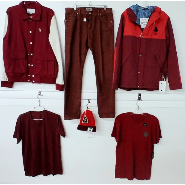 LOT OF 6 - MEN'S MEDIUM JACKETS, PANTS, SHIRTS & HAT  - FT BRIXTON, POLER, ETC