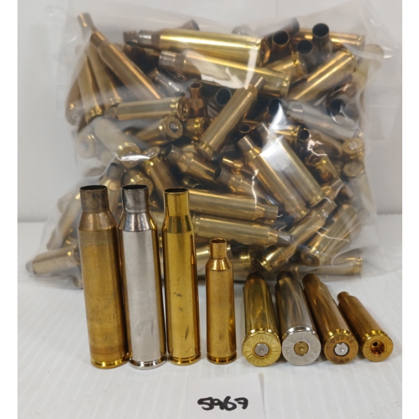 BRASS: QTY OF MISC RNDS - INCL 6.5 CREEDMOOR, .338 LAPUA, NORMA .22-250, ETC - 7LBS 